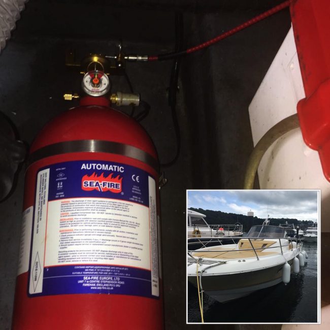 Automatic extinguisher service on Dartmouth marina