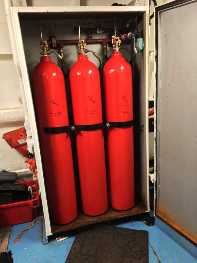 Co2 suppression system serviced